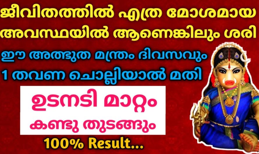 ഈ അത്ഭുത മന്ത്രം 1 തവണ ചൊല്ലിയാൽ മതി, എത്ര മോശമായ അവസ്ഥയിൽ ആണെങ്കിലും ഉടനടി മാറ്റം വന്നു തുടങ്ങും!