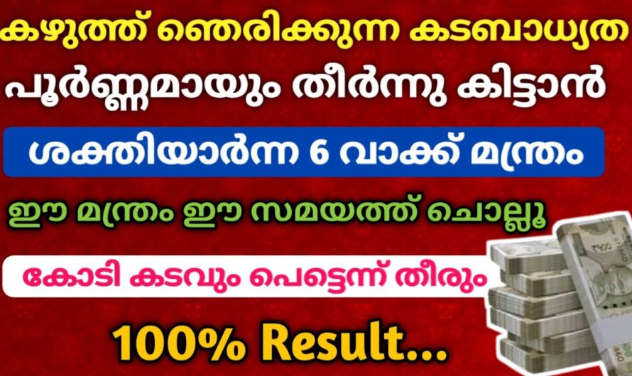 ഈ 6 വാക്കുകൾ ഉച്ഛരിക്കൂ ഏതു തരത്തിലുള്ള പണ പ്രശ്നങ്ങൾ ഉണ്ടെങ്കിലും ശരി… പെട്ടെന്ന് ഫലം ലഭിക്കും!!