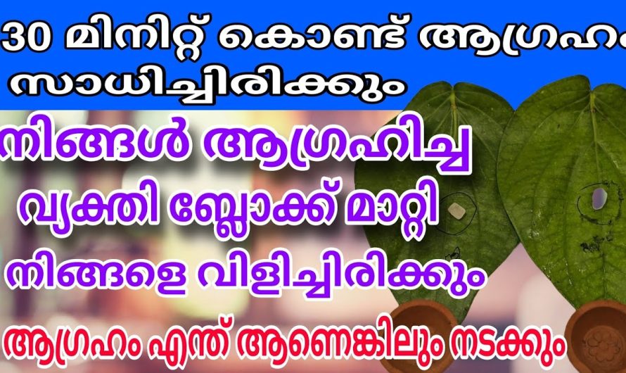 ആഗ്രഹിച്ച കാര്യം 30 മിനിറ്റിനകം എന്ത് തന്നെ ആണെങ്കിലും, വിചാരിച്ചത് പോലെ തന്നെ നടന്നു കിട്ടും ! 100% പേർക്കും അനുഭവം