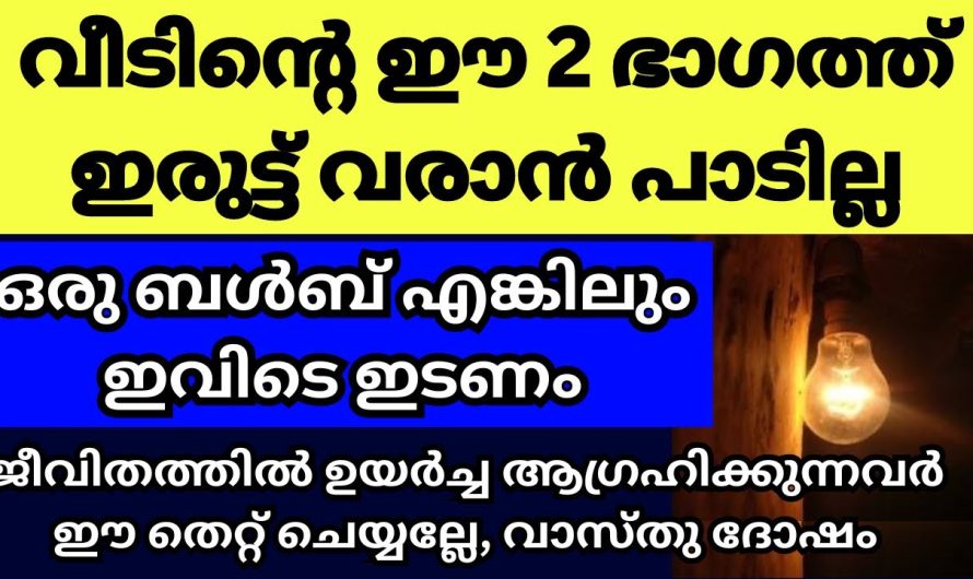 വാസ്തു ശാസ്ത്രത്തിൽ പറയുന്ന ഇടം ഇതാണ് പ്രകാശത്തിന്റെ സ്ഥാനം , ഇവിടെ ഒരു ബൾബെങ്കിലും ഇടണേ മറക്കല്ലേ