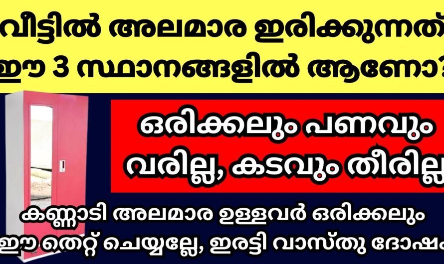 അലമാരയുടെ സ്ഥാനത്തെ കുറിച്ച് പറയുന്നത് കേട്ടോ വാസ്തു ശാസ്ത്രത്തിൽ, ധന വളർച്ചയുണ്ടാകും ഇവിടെ വെച്ചാൽ