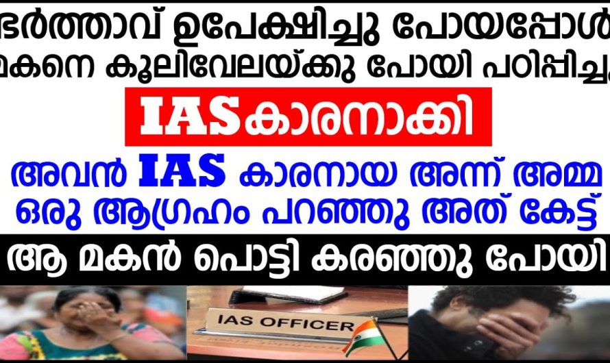 ഭർത്താവ് പോയപ്പോൾ മകനെ കൂലി വേലയെ എടുത്ത് പഠിപ്പിച്ച് ഐഎഎസ് ആക്കി, അമ്മയുടെ ആദ്യത്തെ ആഗ്രഹം കേട്ട് അവൻ പൊട്ടിക്കരഞ്ഞു പോയി