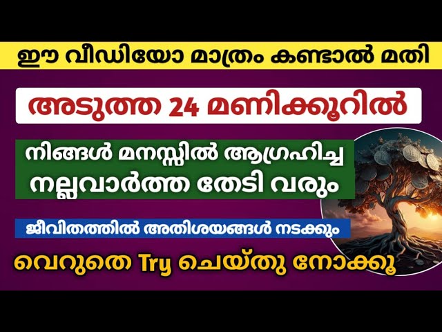 24 മണിക്കൂറിൽ നിങ്ങൾ ആഗ്രഹിച്ച നല്ല വാർത്ത തേടി വരും!! ഈ വീഡിയോ കണ്ടാൽ മതി