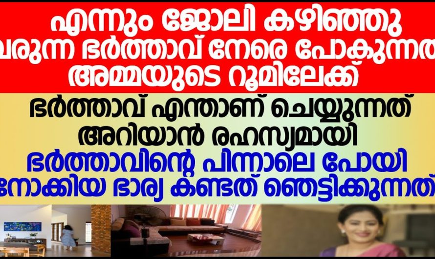 ജോലി കഴിഞ്ഞു വരുന്ന ഭർത്താവ് നേരെ പോകുന്നത് അമ്മയുടെ റൂമിലേക്ക്. പിന്നാലെ പോയ അയാളുടെ ഭാര്യ കണ്ടത് .