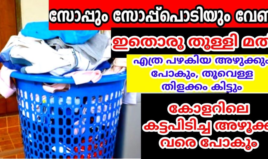 കട്ട പഴകിയ അഴുക്ക് തുണികൾ സോപ്പില്ലാതെ വരെ വെട്ടി തിളങ്ങും