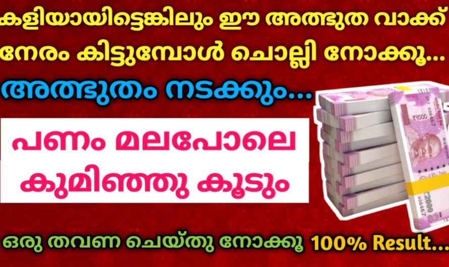 ചൊല്ലി നോക്കൂ കളിയായിട്ടെങ്കിലും ഈ അത്ഭുത വാക്ക് നേരം കിട്ടുമ്പോൾ… പണം മലപോലെ കുമിഞ്ഞു കൂടും!!