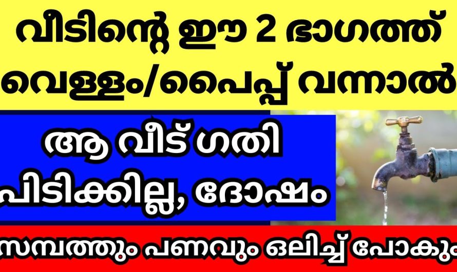 പൈപ്പ്/വെള്ളം വരുന്നത് വീടിന്റെ ഈ 2 ഭാഗങ്ങളിൽ വാസ്തു ദോഷത്തിന് കാരണമാകും, ആ വീട്ടിൽ ധനം നിൽക്കില്ല