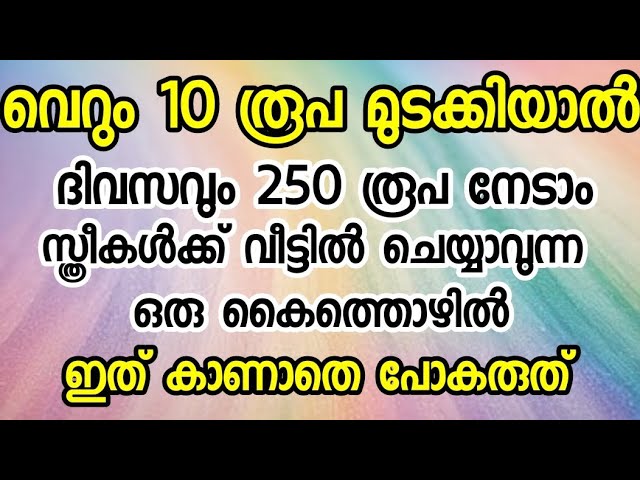 ദിവസവും 250 രൂപ നേടാം സ്ത്രീകൾക്ക് വീട്ടിൽ ചെയ്യാവുന്ന ഒരു കൈത്തൊഴിൽ